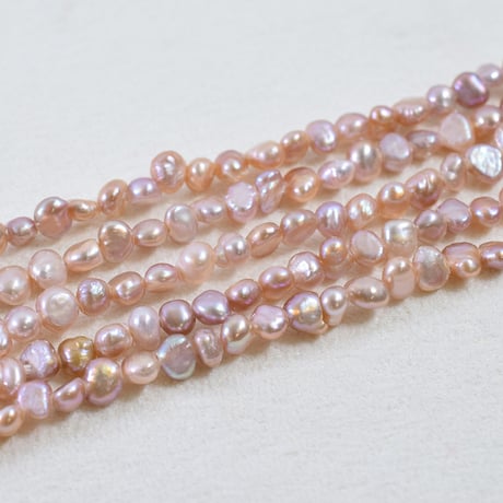 淡水パール　ピンク　エッグ　約3～4mm　【35cm】
