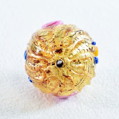 【ベネチアン】　ラウンド　ゴールドフォイル　花模様　約18ｍｍ