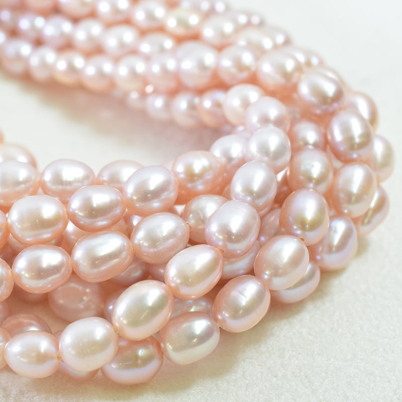 淡水パール ピンク ライス 6.5×5.5㎜【37cm】 | beads lot