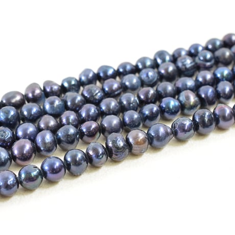 淡水パール　ブラック　エッグ　5～6mm　【36cm】