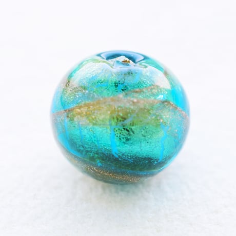 ベネチアン トンド 12mm Gフォイル アクアゴールド"