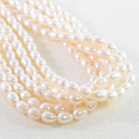 淡水パール　ホワイト　バロックしずく　約8～10mm　【38cm】