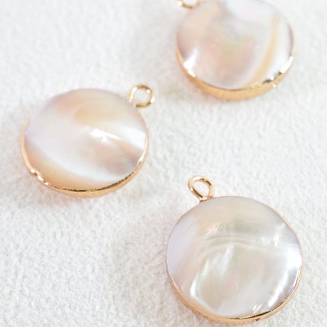 シェルチャーム　ラウンドフラット　15.5～16mm　【2個】