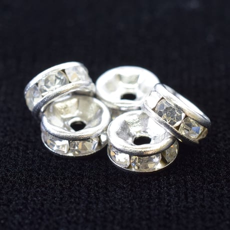 ステンレス製 ラインストーンロンデル 6mm 10個 | シルバー 平型 | 金属アレルギー対応 錆びにくく変色しにくい ハンドメイド アクセサリーパーツ
