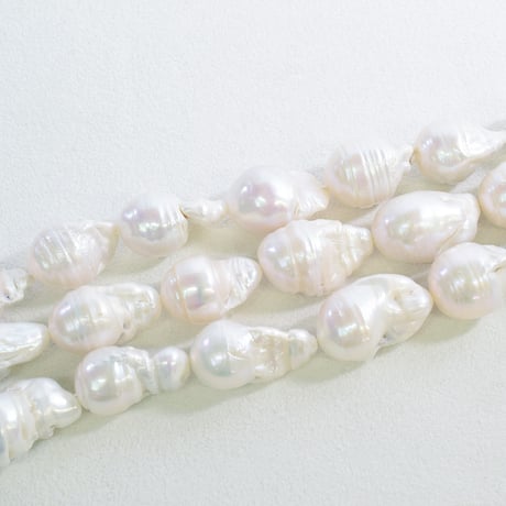 淡水パール ホワイト バロック 約17～22mm 【40cm】