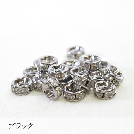 ラインストーンロンデル 6mm 20個 | 国内メッキ加工 | ロジウム・ゴールド・ピンクゴールド・ブラック