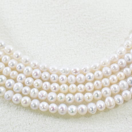 淡水パール ホワイト セミラウンド 約2.5×3.5mm 【40cm】