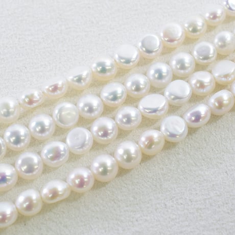 淡水パール ホワイト ボタン 約5.5mm 【39cm】