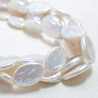 淡水パール　ホワイト　オーバル　9×14ｍｍ　【38cm】
