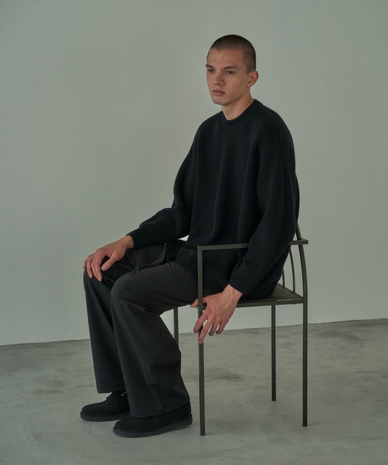 LOW GAUGE MERINO CREWNECK KNIT / BLACK | CLOTH& LOW GAUGE MERINO CREWNECK KNIT / BLACK | CLOTH&