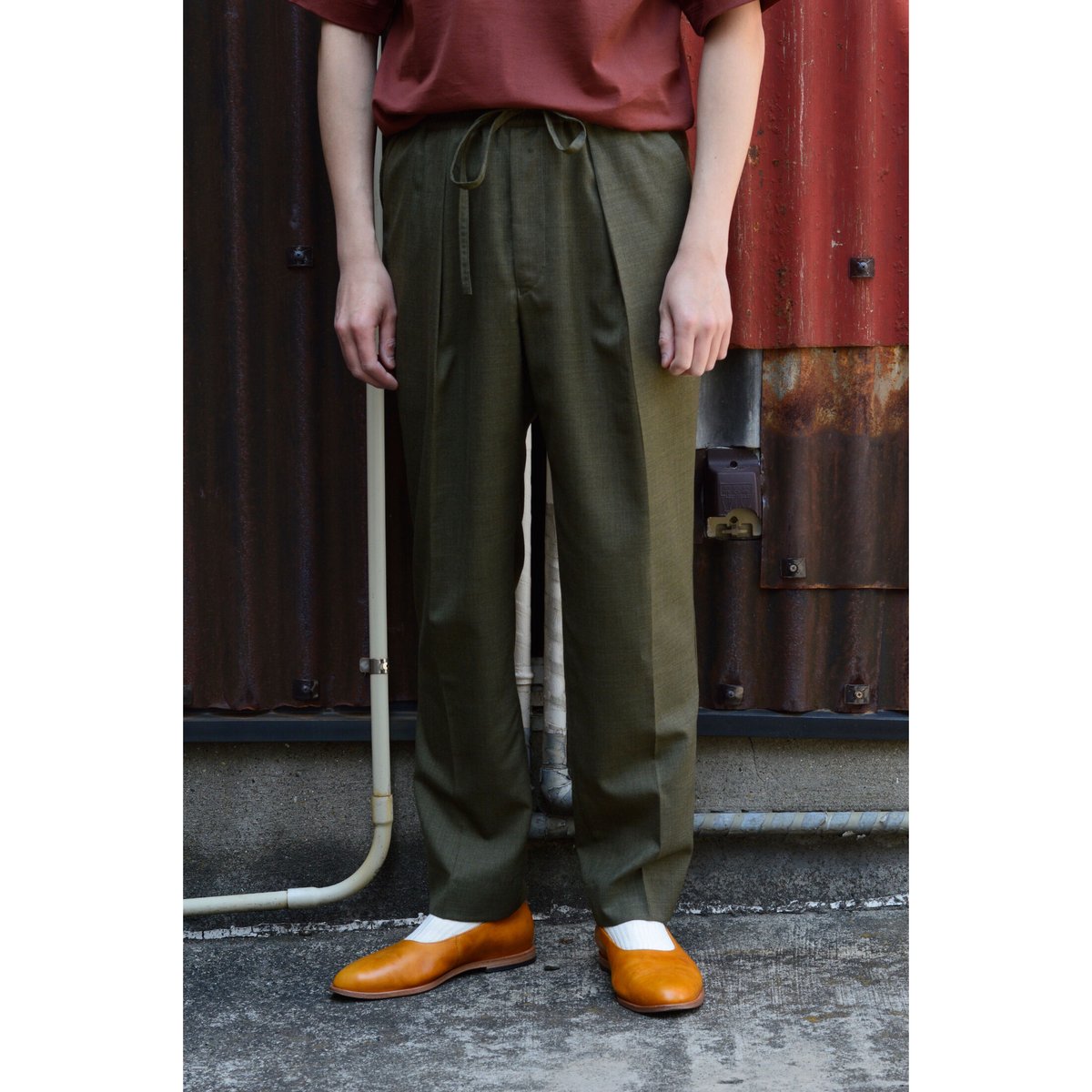 MARKAWARE super120s FLANNEL PEGTOP PANTS