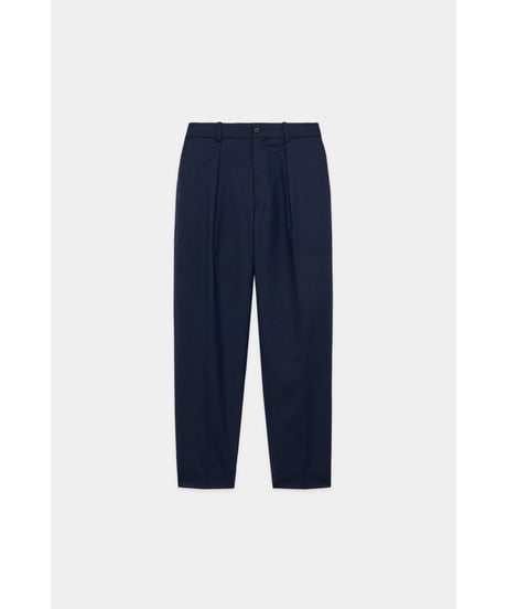 ORGANIC WOOL TROPICAL PEGTOP TROUSERS /  NAVY