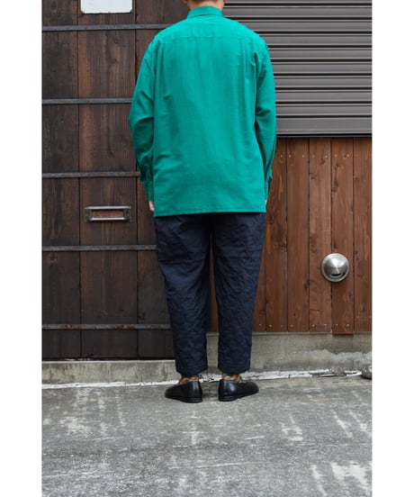 製品染めウールシルクB/Dシャツ/ green