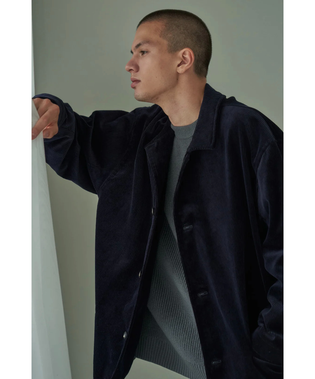 BRITISH CORDUROY CAR COAT / NAVY | CLOTH&CLOTHI