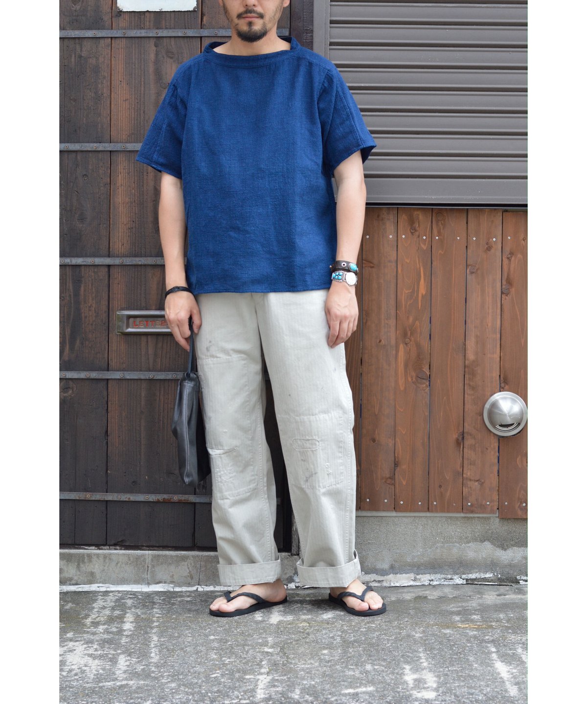 MITTAN kalaコットンプルオーバー小 墨黒 サイズ2 SH-54 半袖