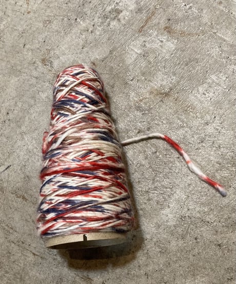 print dye yarn crewneck Pullover / Red x Sax