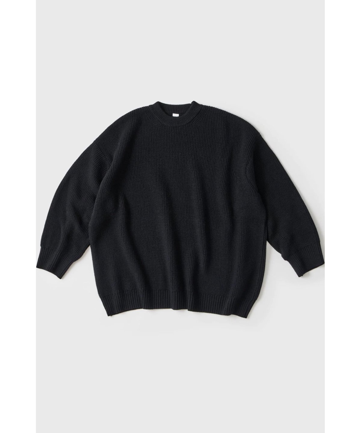 LOW GAUGE MERINO CREWNECK KNIT / BLACK | CLOTH&