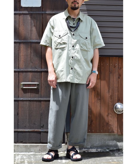 田口さんの高密度タイプライターワークシャツ （半袖）/ Lt.Green