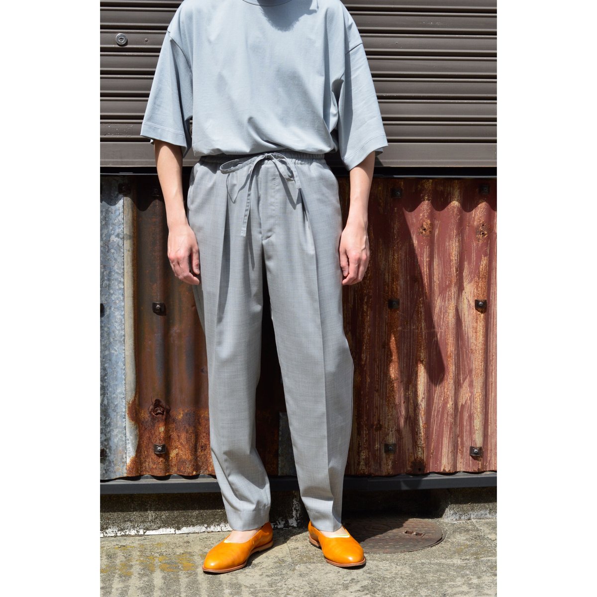 Super 120's Wool Tropical Pegtop Easy Trousers / Light Gray