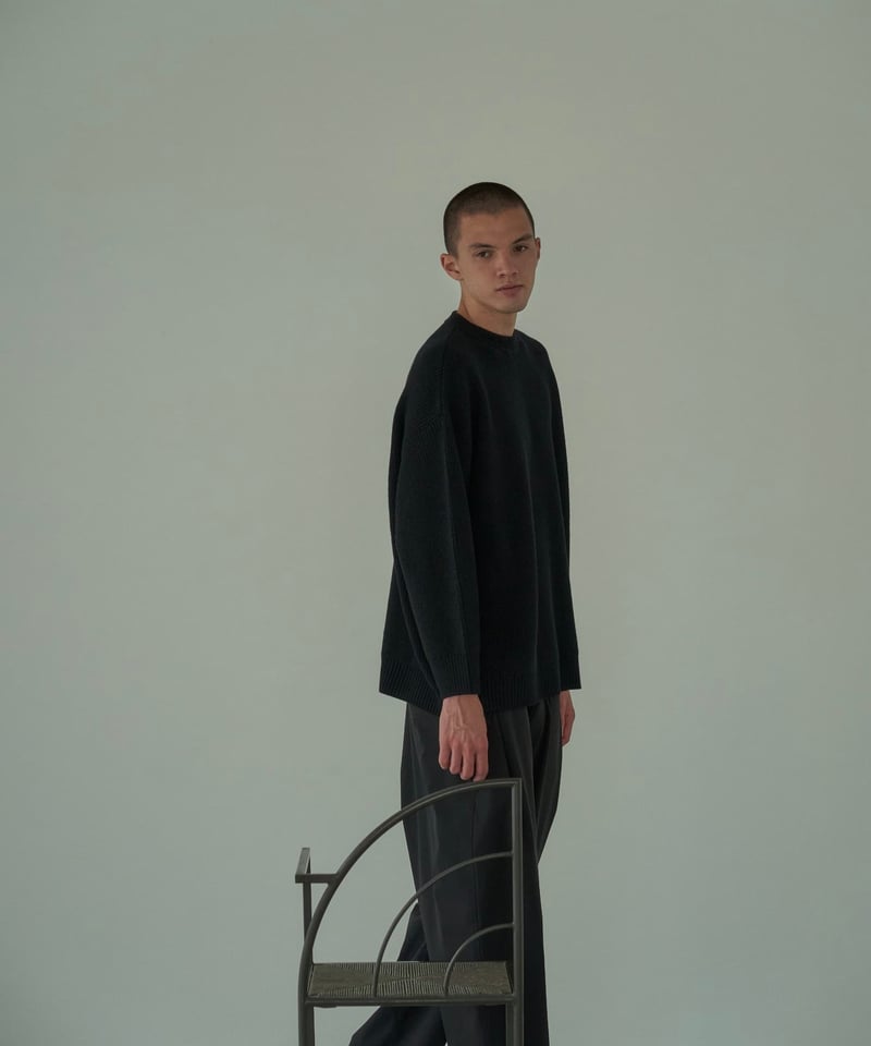 LOW GAUGE MERINO CREWNECK KNIT / BLACK | CLOTH& LOW GAUGE MERINO CREWNECK KNIT / BLACK | CLOTH&