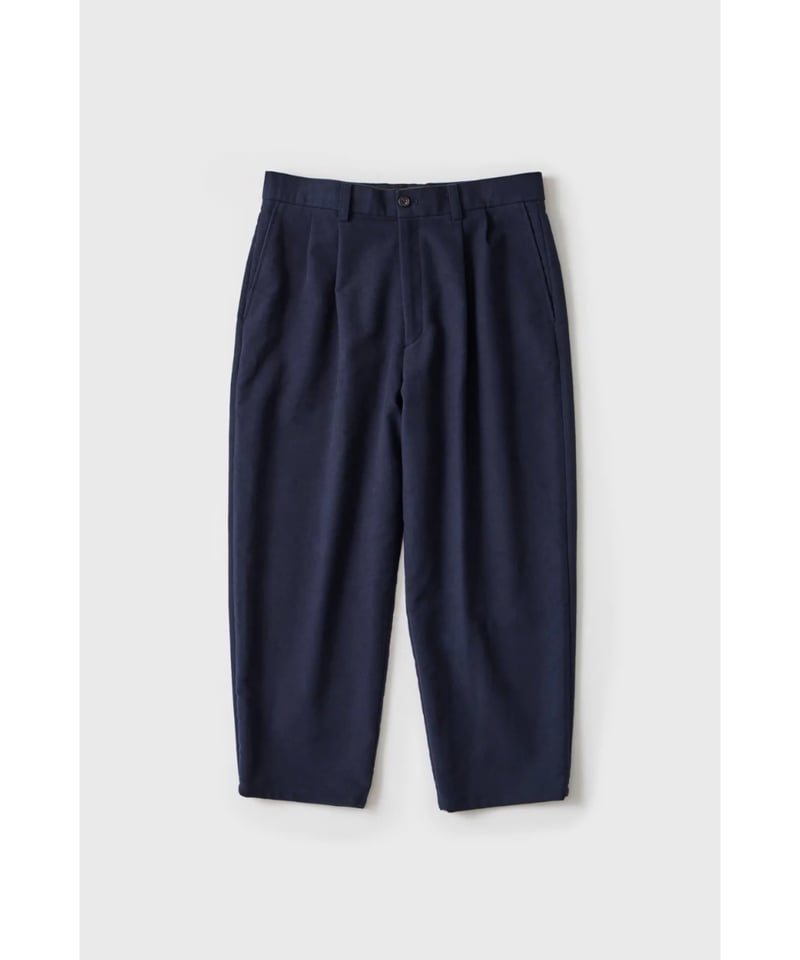 BRITISH MOLESKIN 2 TUCK WIDE PANTS / NAVY | CLO