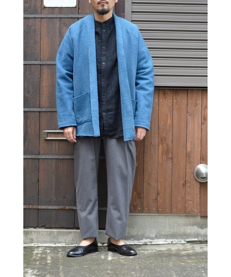 ガラ紡JKT （草木染め）/藍x胡桃
