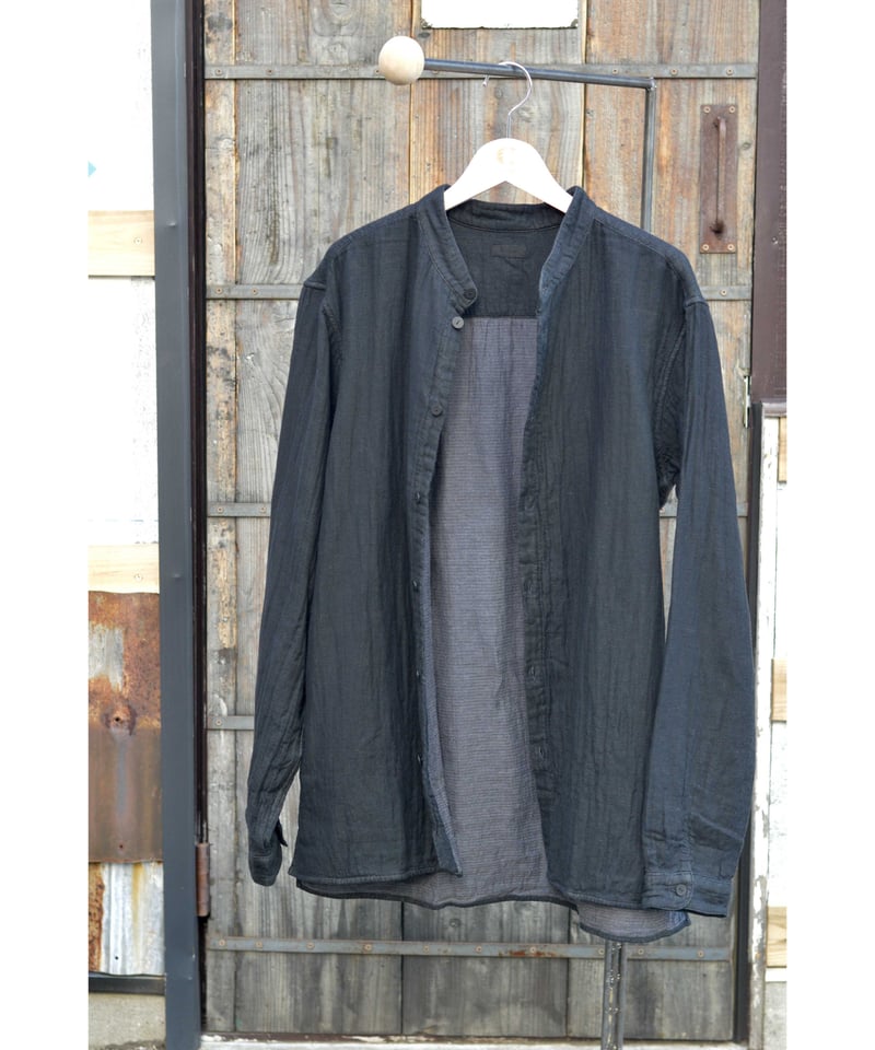 三重織綿麻シャツ/ 黒がさね | CLOTH&CLOTHING 公式オンラインストア