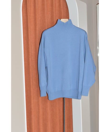 WOOL CASHMERE HIGH NECK KNIT / BLUE