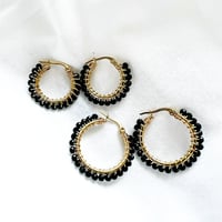 【3size】black glass-bees hoop pierce