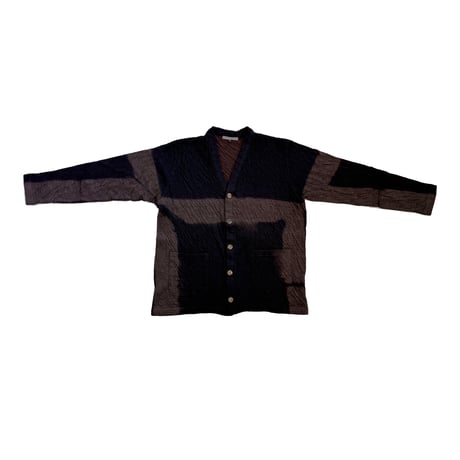 suzusan Dual Layered Wool Cotton Jersey Cardigan Black