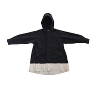 suzusan Cotton Nylon Hooded Long Coat Black / Light Grey
