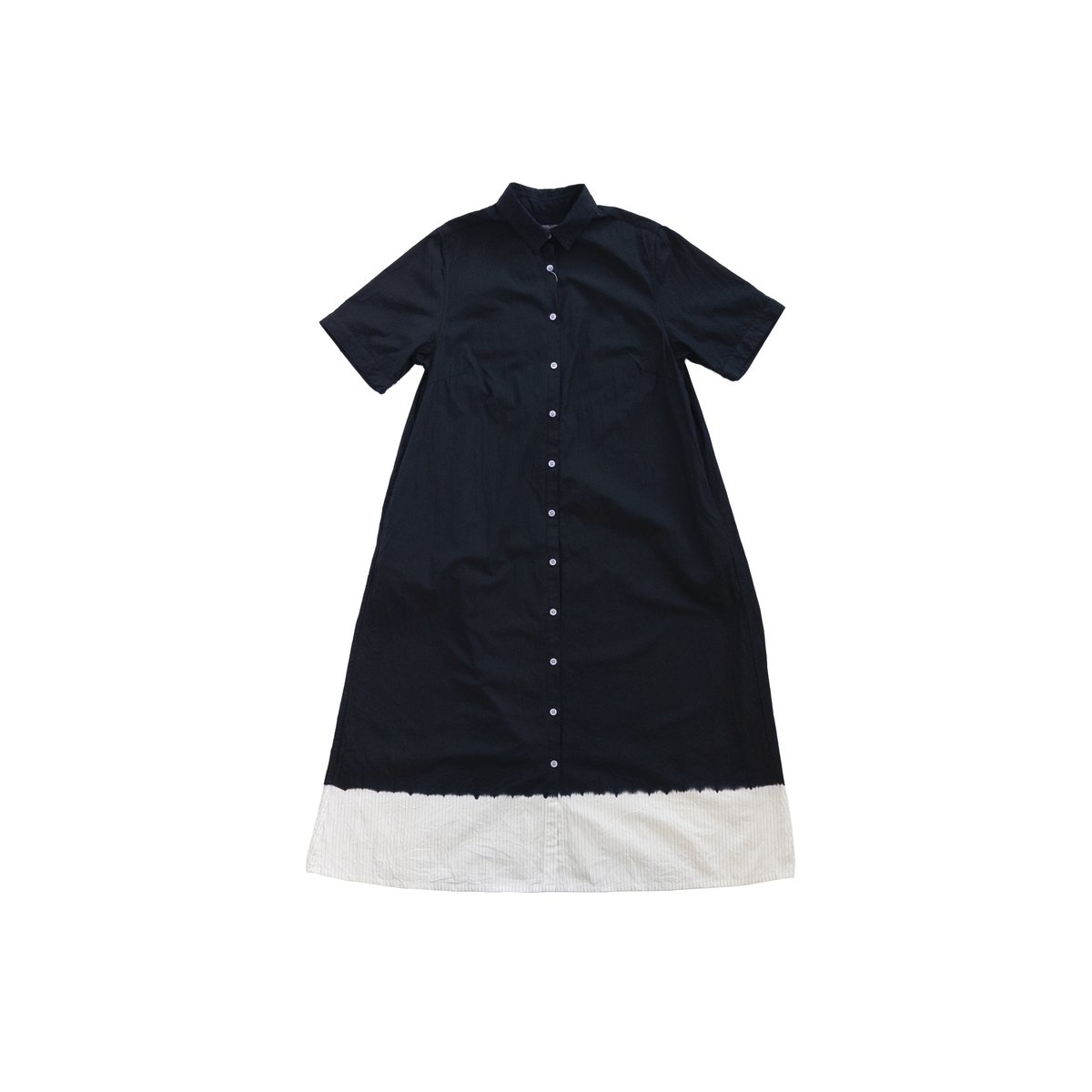 美品⭐︎suzusan ワンピース suzusan Cotton Pin Stripe Half Sleeve Dress Bla