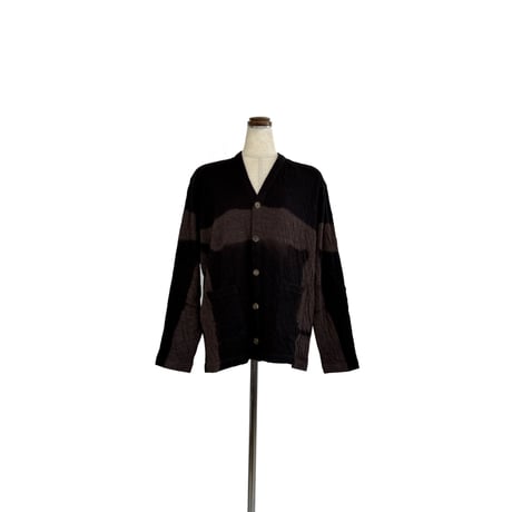 suzusan Dual Layered Wool Cotton Jersey Cardigan Black