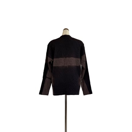 suzusan Dual Layered Wool Cotton Jersey Cardigan Black