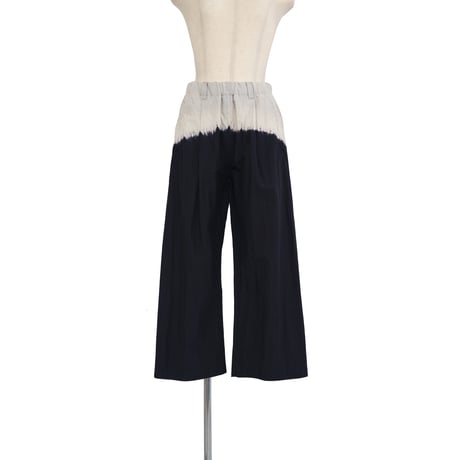 suzusan Cotton Nylon Wide Single-Seam Pants Black / Light Grey