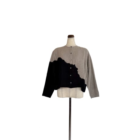 suzusan Linen Long Sleeve Collarless Blouse