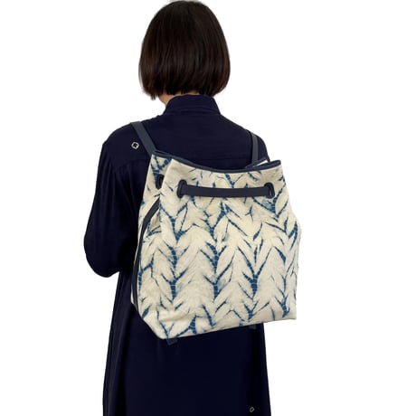 Organic Cotton 2-Way Rucksack "Joseph" Navy Blue / Ivory