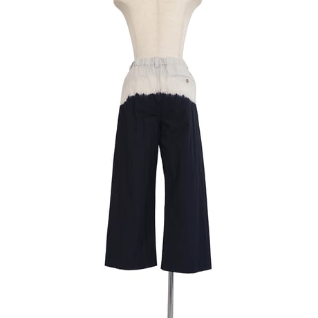 suzusan Cotton Nylon Wide Single-Seam Pants Black / Light Grey