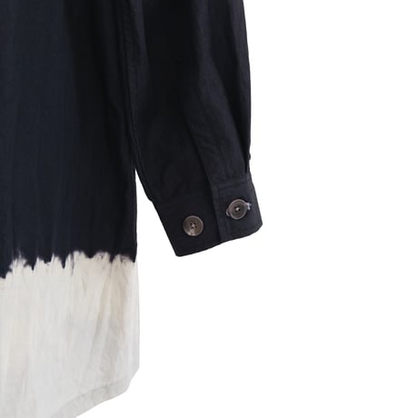 suzusan Cotton Nylon Hooded Long Coat Black / Light Grey