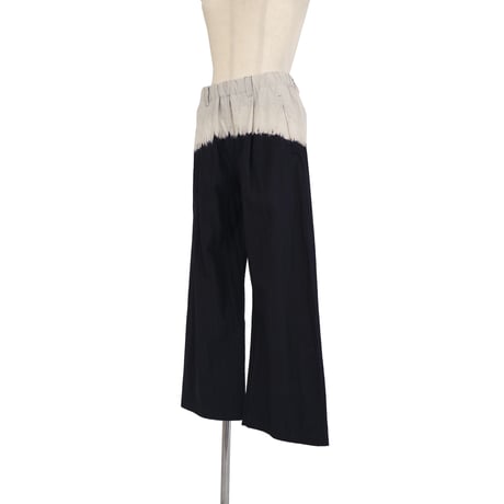suzusan Cotton Nylon Wide Single-Seam Pants Black / Light Grey