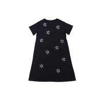 suzusan  Giza Cotton Jersey Half Sleeve Dress Black / Light Grey