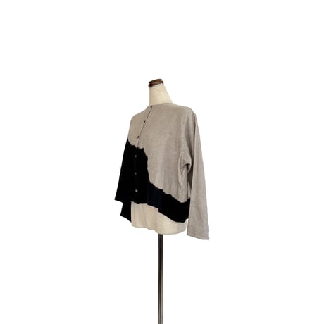suzusan Linen Long Sleeve Collarless Blouse