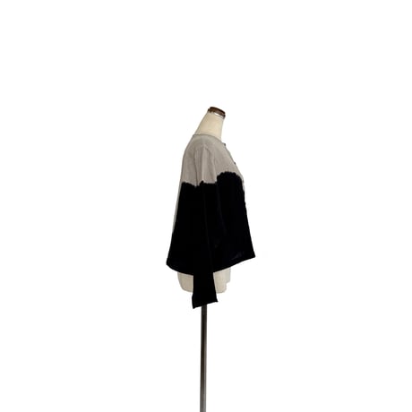 suzusan Linen Long Sleeve Collarless Blouse
