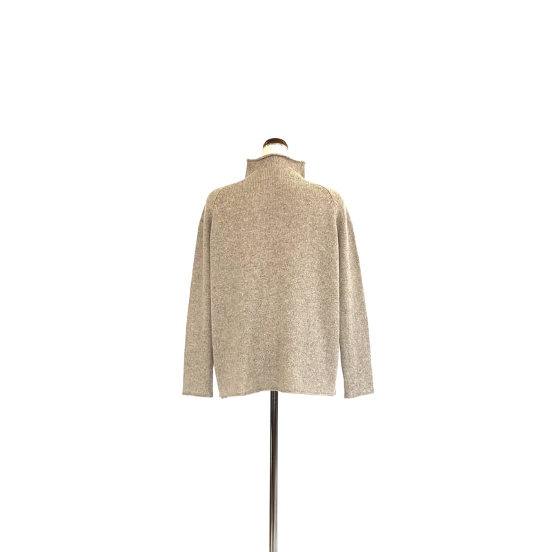 アクリス カシミヤ アンゴラ ニットダッフル フード 畦編み ブラウン L kf-0146top.jpg