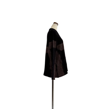 suzusan Dual Layered Wool Cotton Jersey Cardigan Black