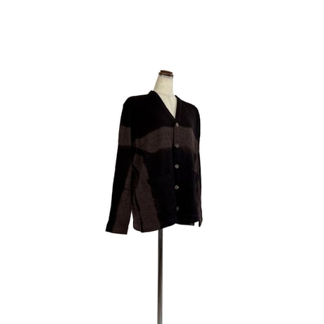 suzusan Dual Layered Wool Cotton Jersey Cardigan Black