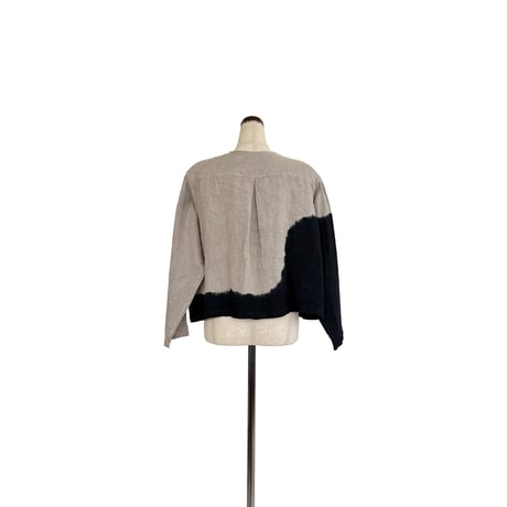 suzusan Linen Long Sleeve Collarless Blouse
