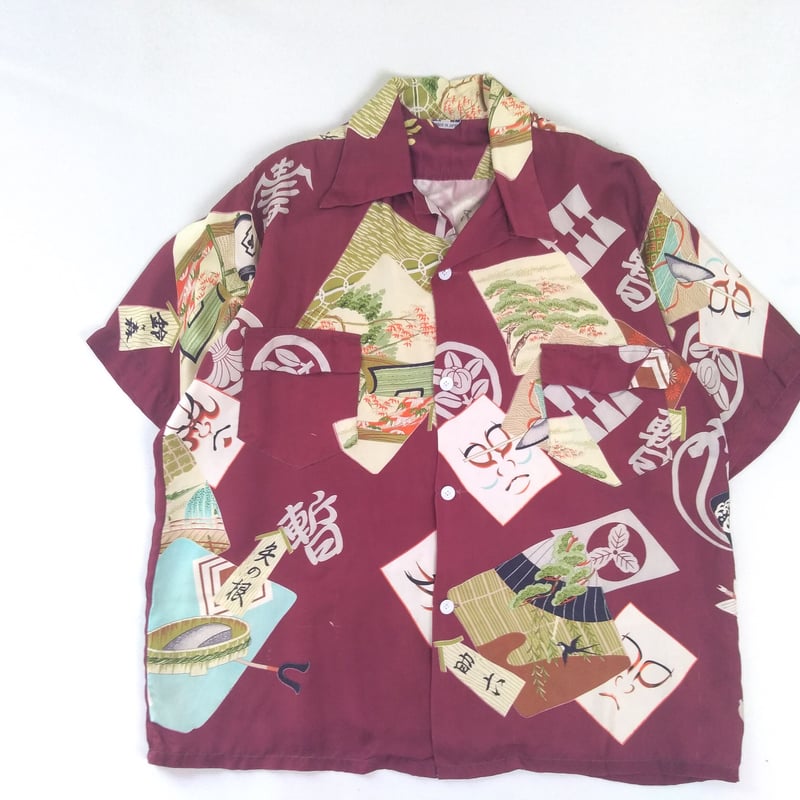 40s～50s 日本製 シルク アロハシャツ 和柄 R030501 | PICKS