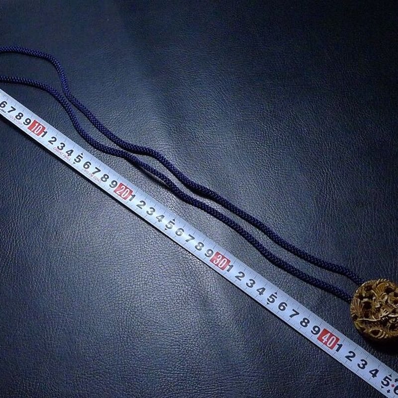 △本象牙材龍透かし彫刻ループタイ32g/ポーラーロープタイネクタイ