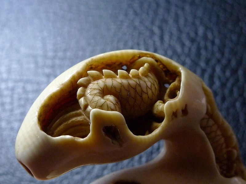 △松山作・本象牙龍根付27g・提げ物△NE5△ | 象牙屋本舗 こほく堂 本